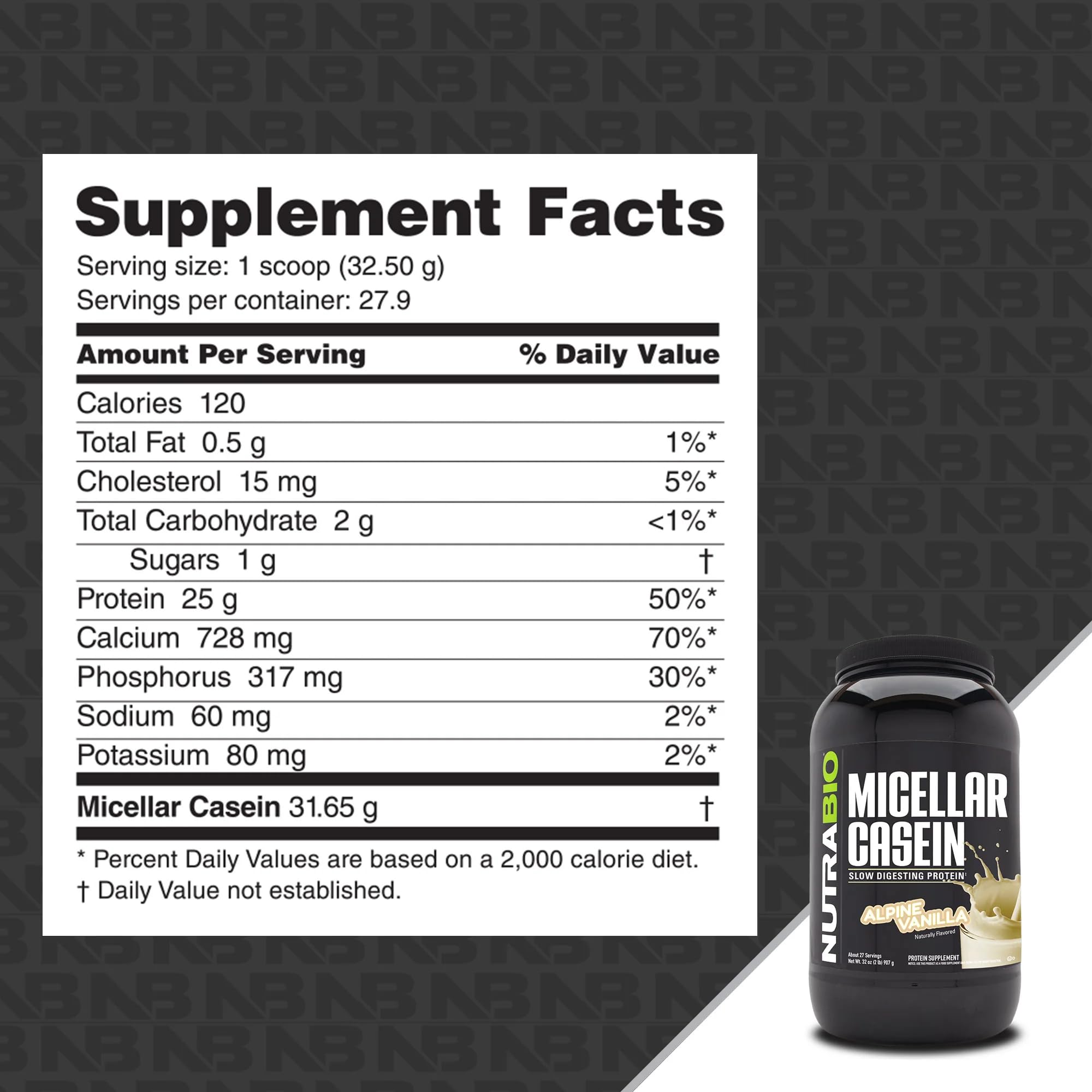 NutraBio Micellar Casein Protein Powder - Slow Digesting Muscle Growth Supplement with Essential Amino Acids - Non-GMO, Gluten & Soy Free - 2 lbs Vanilla Flavor for Post-Workout Recovery & Overnight Muscle Repair