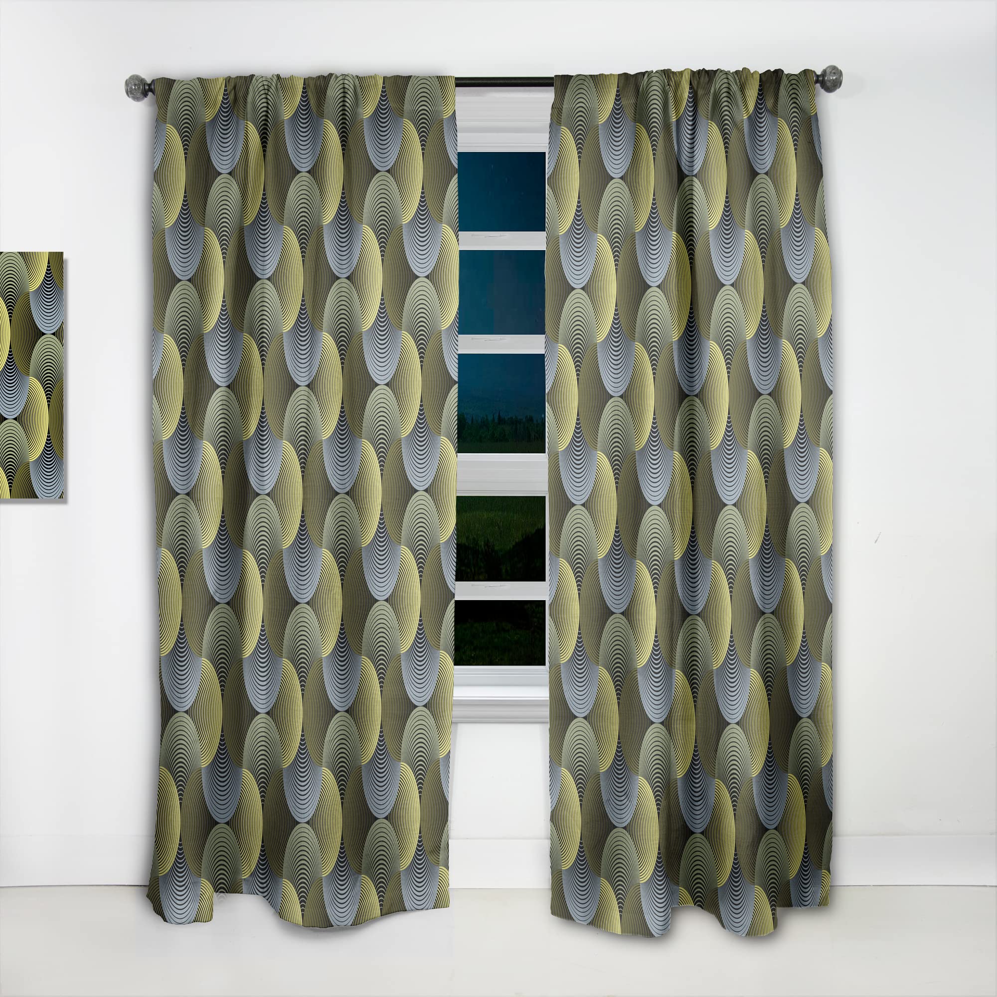 DesignQ Thermal Insulated Curtains - Ornate Geometric Petals Grid Pattern - Single Panel 52x84 Inches - Blackout Drapes for Bedroom & Living Room - Perfect for Home Decor, Privacy & Temperature Control