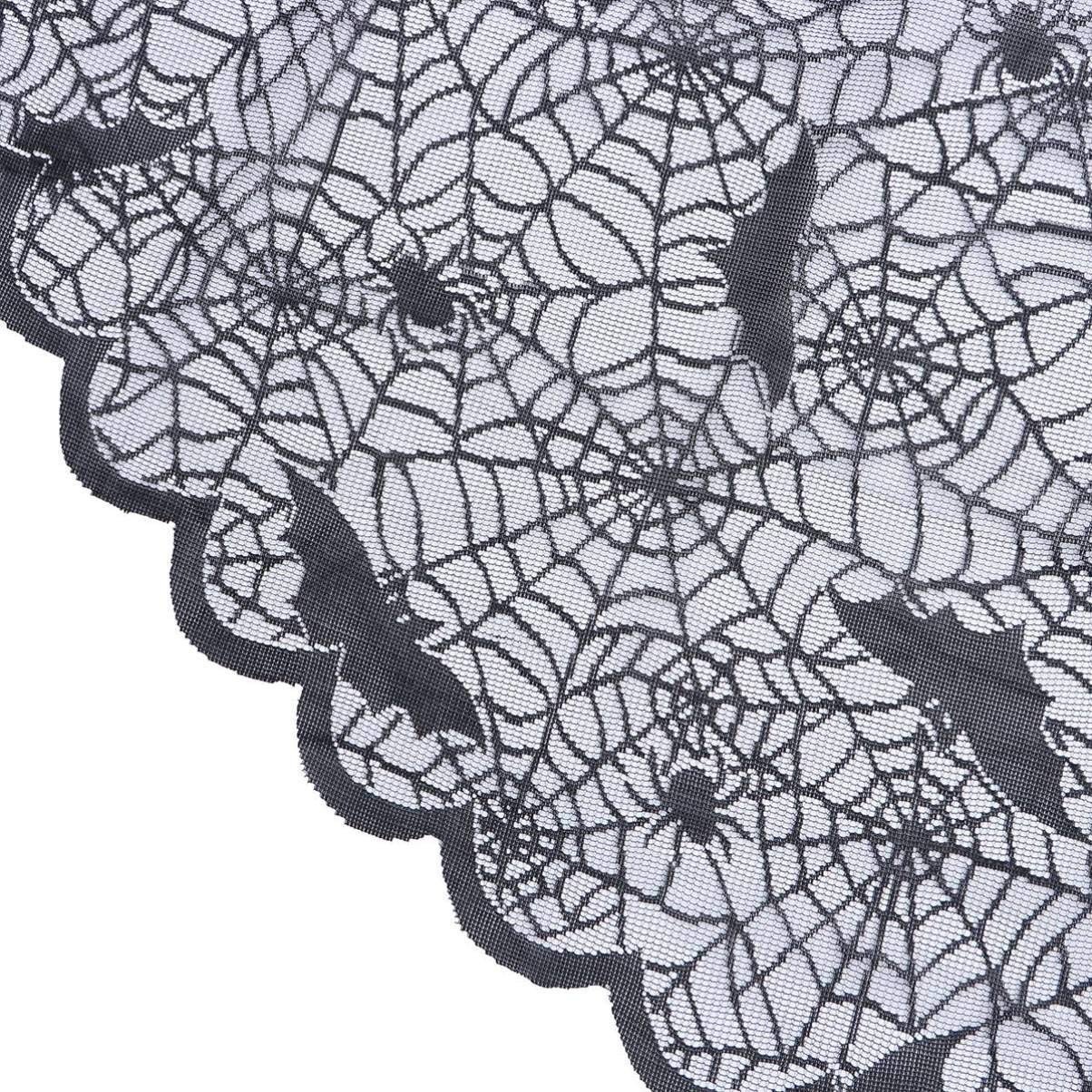 Halloween Bat Lace Tablecloth - Round Spiderweb Table Topper for Spooky Decor, Halloween Party & Dining Decorations - Perfect for Halloween Dinner, Themed Parties & Home Decor