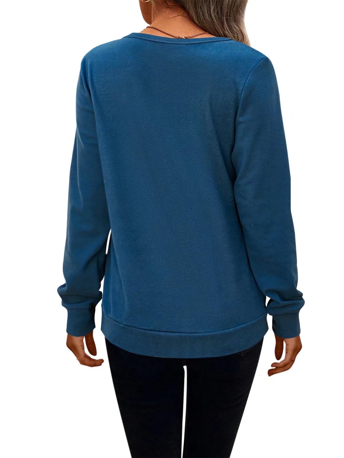 Women's Casual Long Sleeve Crewneck Henley Shirt - Loose Fit Pullover Tunic Top for Fall | Comfortable Everyday Wear, Layering Essential & Office Outfits