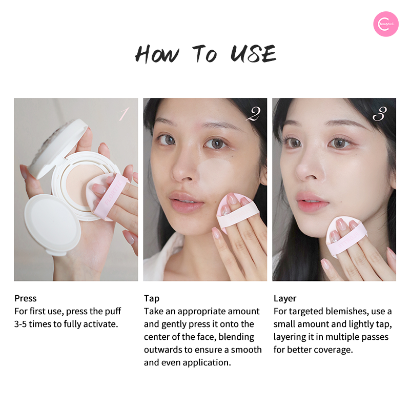 FLORTTE Ballet Veil Cushion Cream - Lightweight BB Cream with SPF, Hydrating & Long-Lasting Coverage for Daily Makeup | Perfect for Office, Date Night & Special Occasions