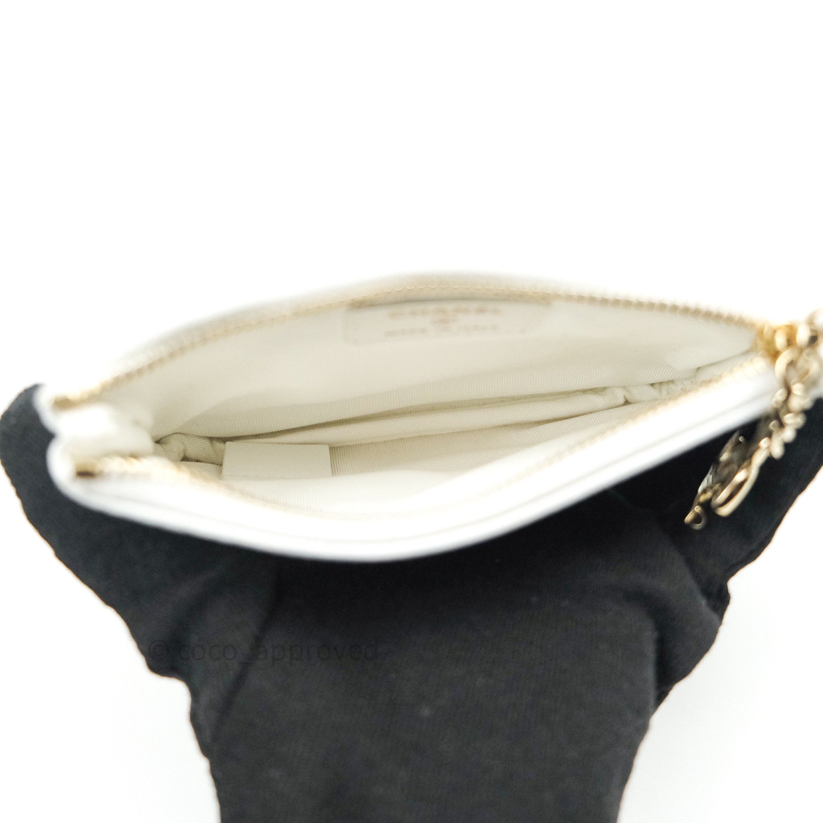 Chanel Calfskin Crocodile Embossed Mini O Case in White Gold - Luxury Crossbody Bag for Women, Perfect for Parties & Evening Events