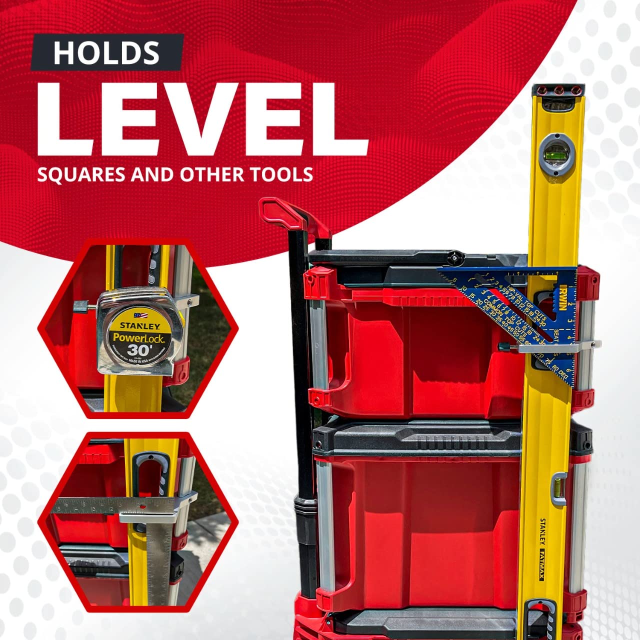 Alpha Engineered Level Mount Holder for Milwaukee Packout Tool Box - Durable Tool Organization Solution for Construction Sites, Workshops & Jobsite Storage