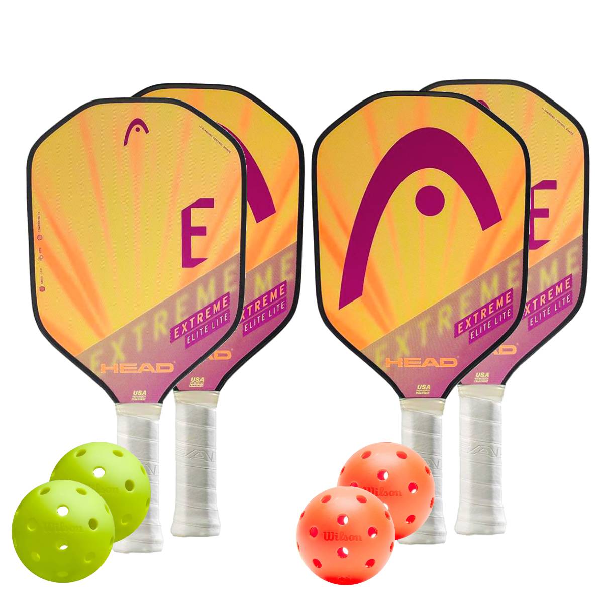 Head Extreme Elite Lite 4 Paddle Pickleball Set - Premium Pickleball Paddles for All Skill Levels | Perfect for Outdoor & Indoor Courts, Tournaments & Casual Play