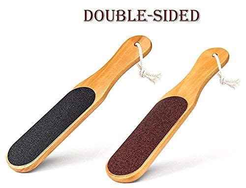 Double Sided Foot File Callus Remover - Wooden Handle Pedicure Tool for Dead Skin - Exfoliate & Smooth Cracked Heels (Perfect for Home Spa, Pedicure & Foot Care Routine)