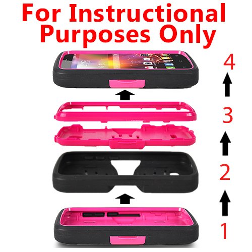 LG Rebel 3 LTE TracFone Case Rugged Heavy Duty Armor Cover with Stand (L157BL GSM/L158VL CDMA) - Armor Black Skin & Pink Stand for Outdoor Work & Daily Protection