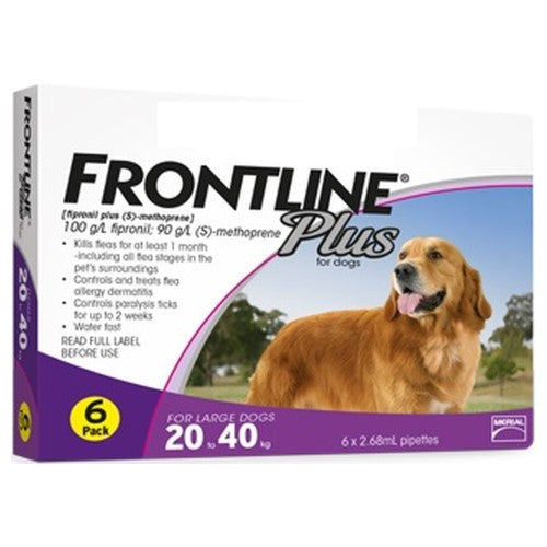 Frontline Plus Flea and Tick Treatment for Large Dogs 20-40kg | Fast-Acting Protection | Vet-Recommended for Home, Yard & Outdoor Use