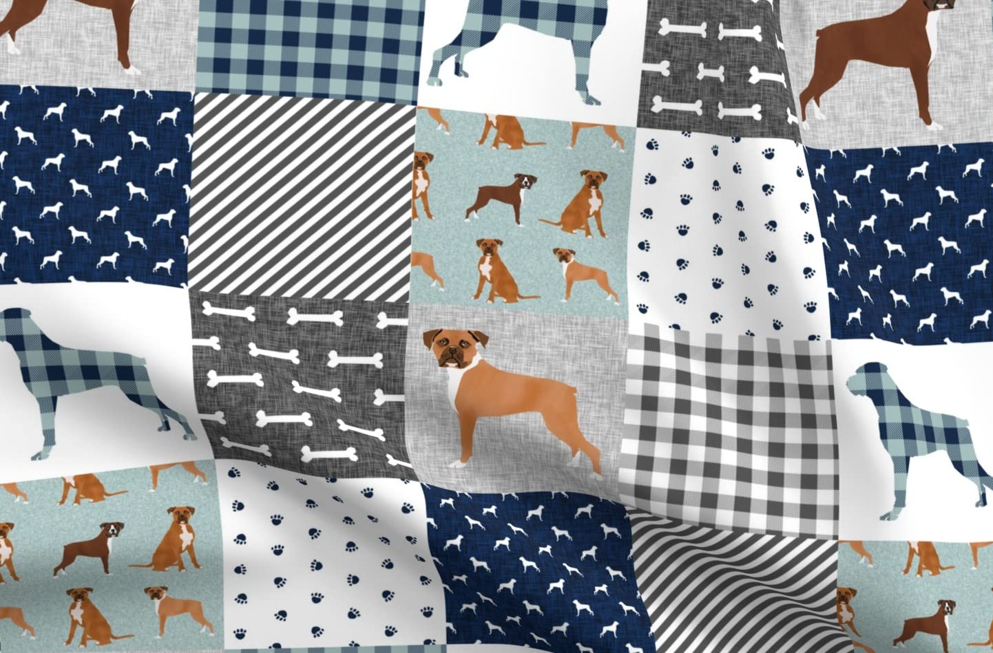 Premium Spoonflower Fabric - Custom Boxer Dog Breed Portrait Printed on Soft Minky Fabric by The Yard - Perfect for Pet Quilts, Nursery Decor, Baby Blankets & Quilt Backing - DIY Sewing Projects for Dog Lovers