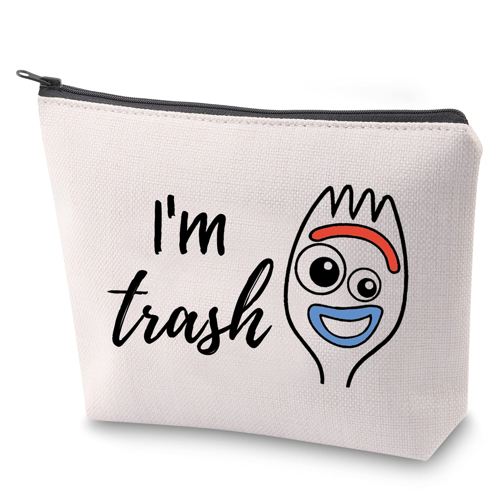 Funny Forky Toy Story Inspired Makeup Bag - 'I'm Trash' Zipper Pouch for Cosmetics & Accessories | Perfect Gift for Disney Pixar Fans, Kids & Toy Story Lovers