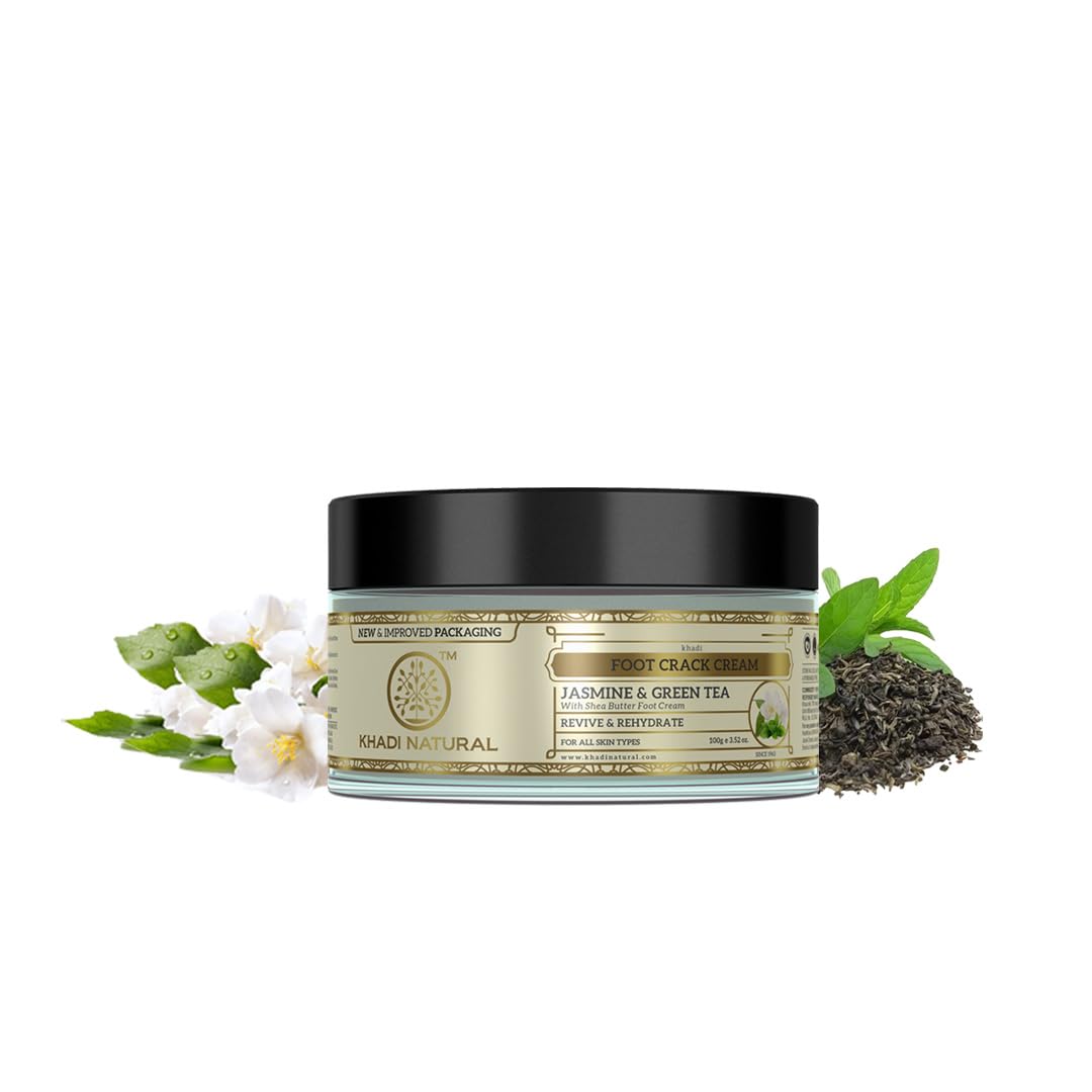 Khadi Natural Jasmine & Green Tea Herbal Foot Crack Cream - Moisturizing Treatment for Dry, Cracked Heels | Antiseptic Foot Care Solution | 100g | Perfect for Pedicures, Daily Foot Care & Cracked Heel Relief