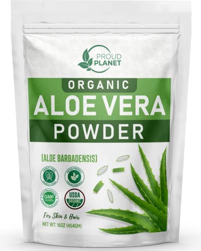 Organic Aloe Vera Powder for Hair & Face | USDA Certified Aloe Barbadensis Extract | 1 Pound (16 oz) | Promotes Healthy Skin & Hair Growth | Perfect for DIY Beauty Recipes & Natural Skincare Routines