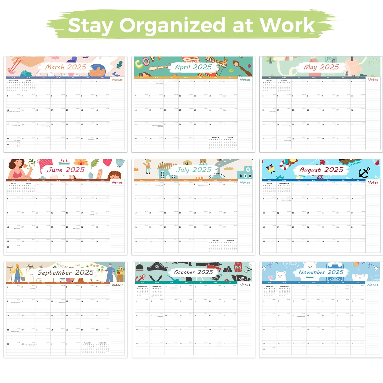 2025-2026 Large 18-Month Desk Calendar (22x17 Inches) - March 2025 to August 2026 Planner with To-Do Lists, Notes Section & Marked Holidays - Perfect for Office, Home or School Organization (Black)