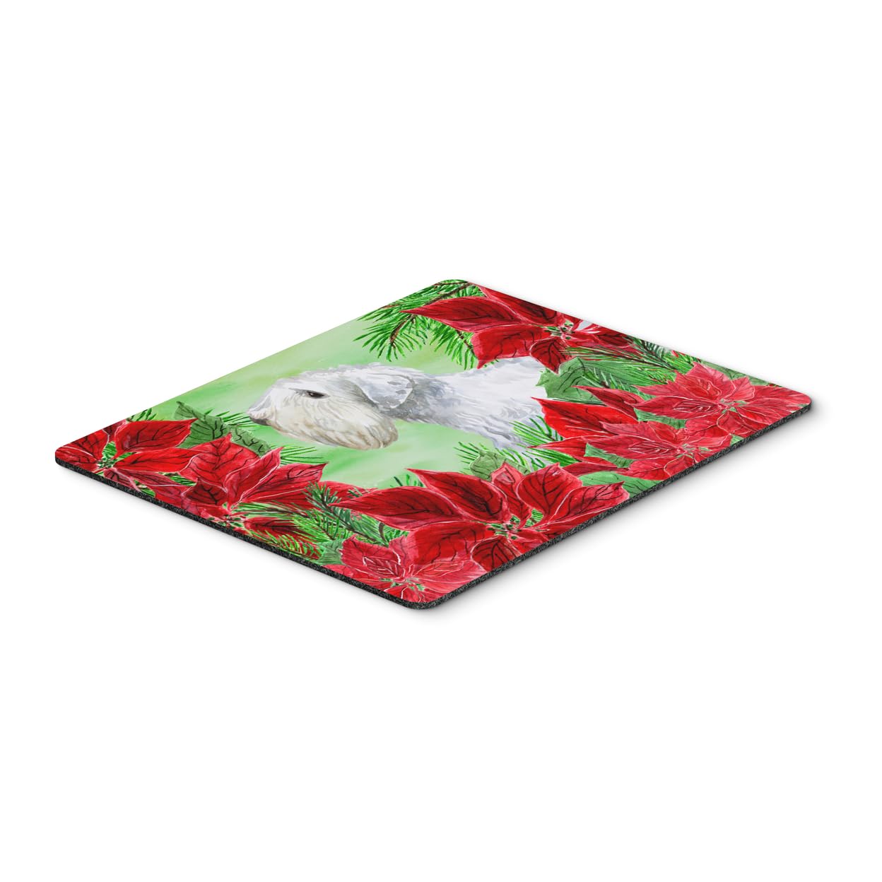Sealyham Terrier Poinsettas Mouse Pad - Washable Large Mouse Mat for Home Office, Gaming & Computers | Hot Pad & Trivet for Kitchen | Caroline's Treasures CK1332MP | Perfect for Work Desks, Laptops & Holiday Decor