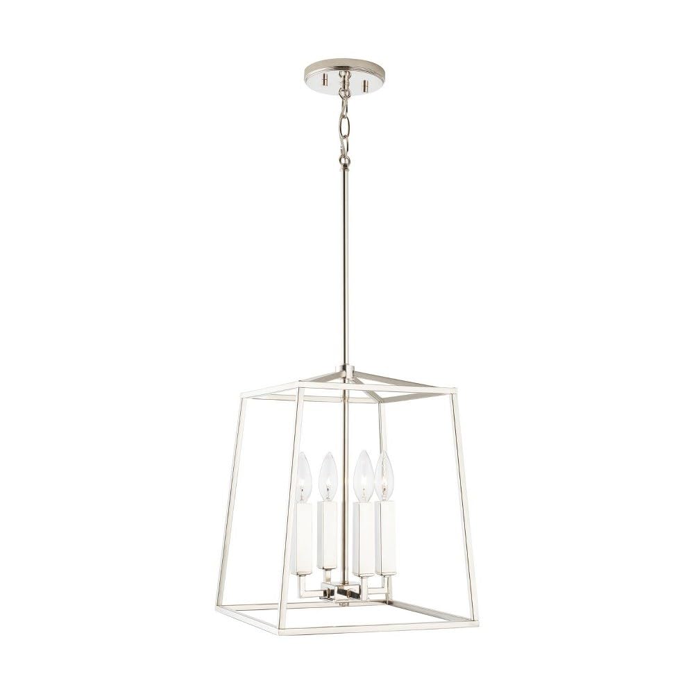 Capital Lighting 537641MB Thea Lantern Foyer Pendant Light Fixture - 4-Light 240W Matte Black Chandelier - 15