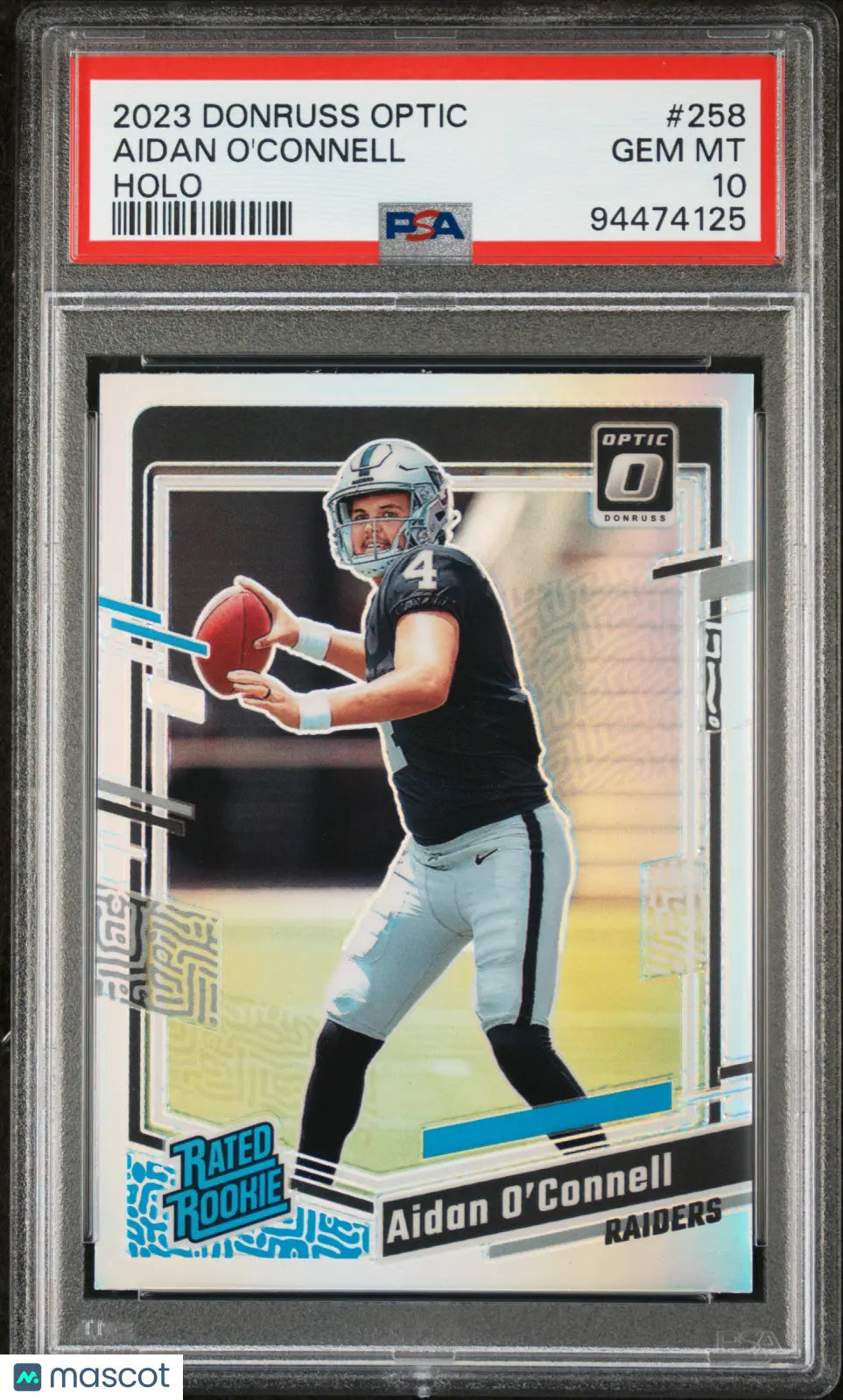 2023 Panini Donruss Optic Holo PSA 10 Aidan O'Connell Rated Rookie #258 Football Trading Card - Perfect for Collectors, Investors & Sports Memorabilia Enthusiasts