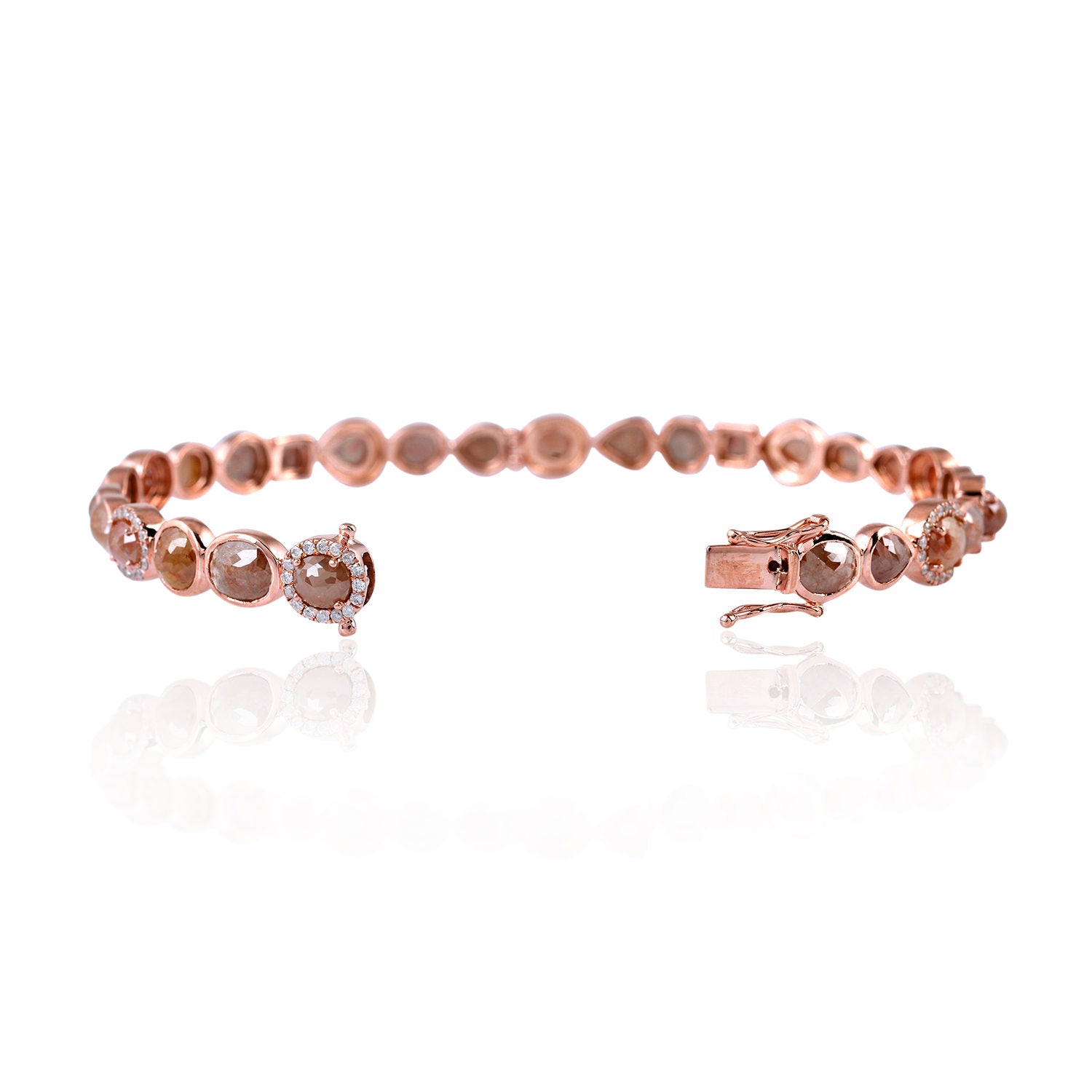 18K Rose Gold Bezel Set Ice Diamond Wedding Bangle - Elegant Fine Jewelry Gift for Brides, Anniversaries & Special Occasions