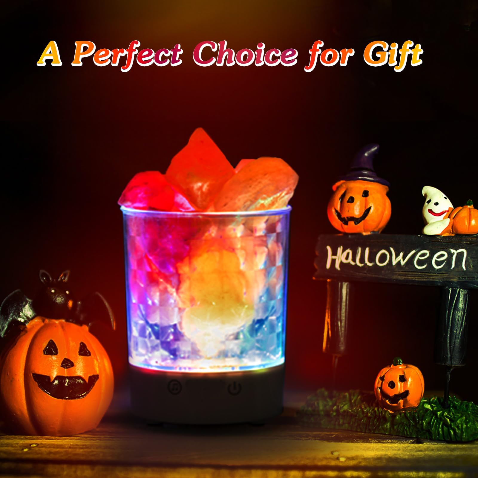 Himalayan Salt Lamp with Dimmer - Natural Crystal Rock Night Light, Sleep Aid & Aromatherapy Diffuser for Relaxation - Perfect Gift for Bedroom, Yoga, Meditation & Stress Relief