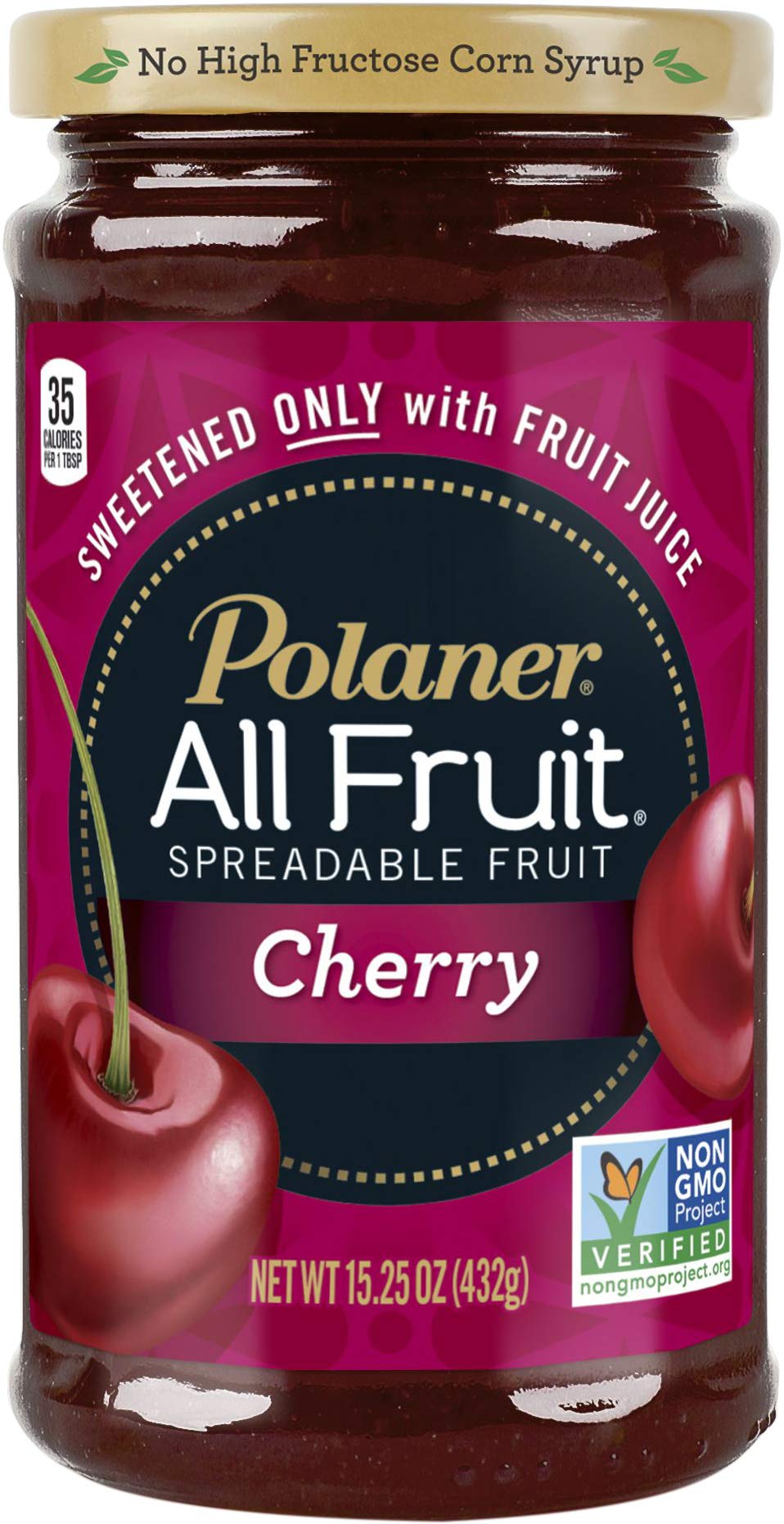 Polaner All Fruit Spreadable Fruit Variety Pack - Strawberry, Raspberry, Cherry, Sweetened Only With Fruit Juice, 10oz Glass Jar (Pack of 3, Total 30oz) - Perfect for Toast, Yogurt & Healthy Snacks