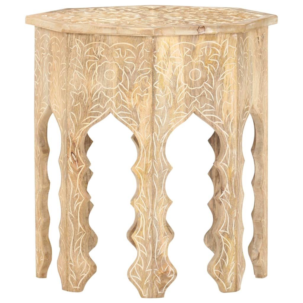 CHARMMA 18.9 Inch Solid Mango Wood Side Table - 9.74KG - Modern End Table for Living Room, Bedroom & Office - Sturdy Coffee Table Accent Furniture