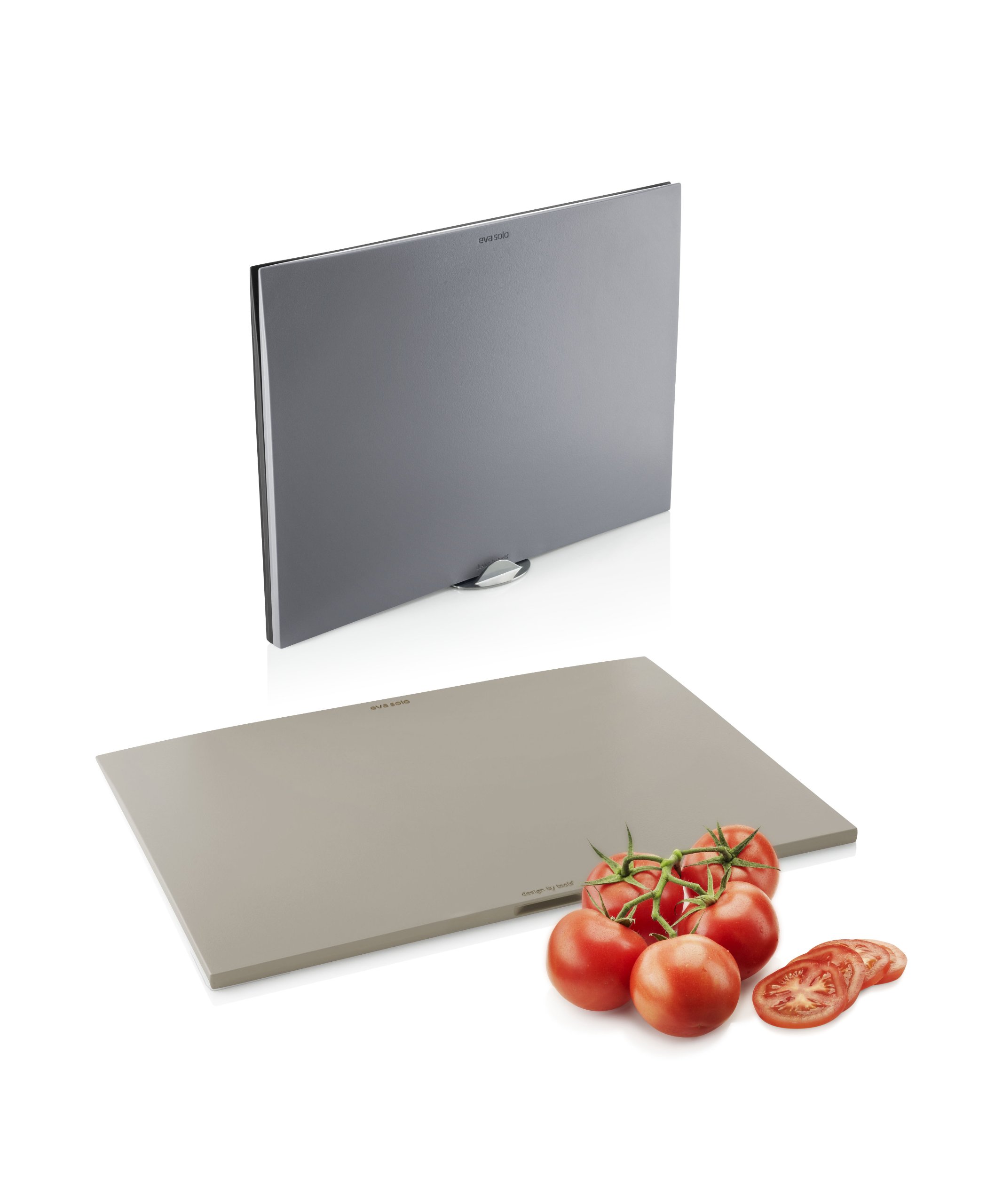 Premium Eva Solo Chopping Boards with Holder - Set of 3 Gray Tone Cutting Boards for Kitchen, Meat & Vegetables | Dishwasher Safe & Knife-Friendly | Perfect for Home Chefs & Food Prep