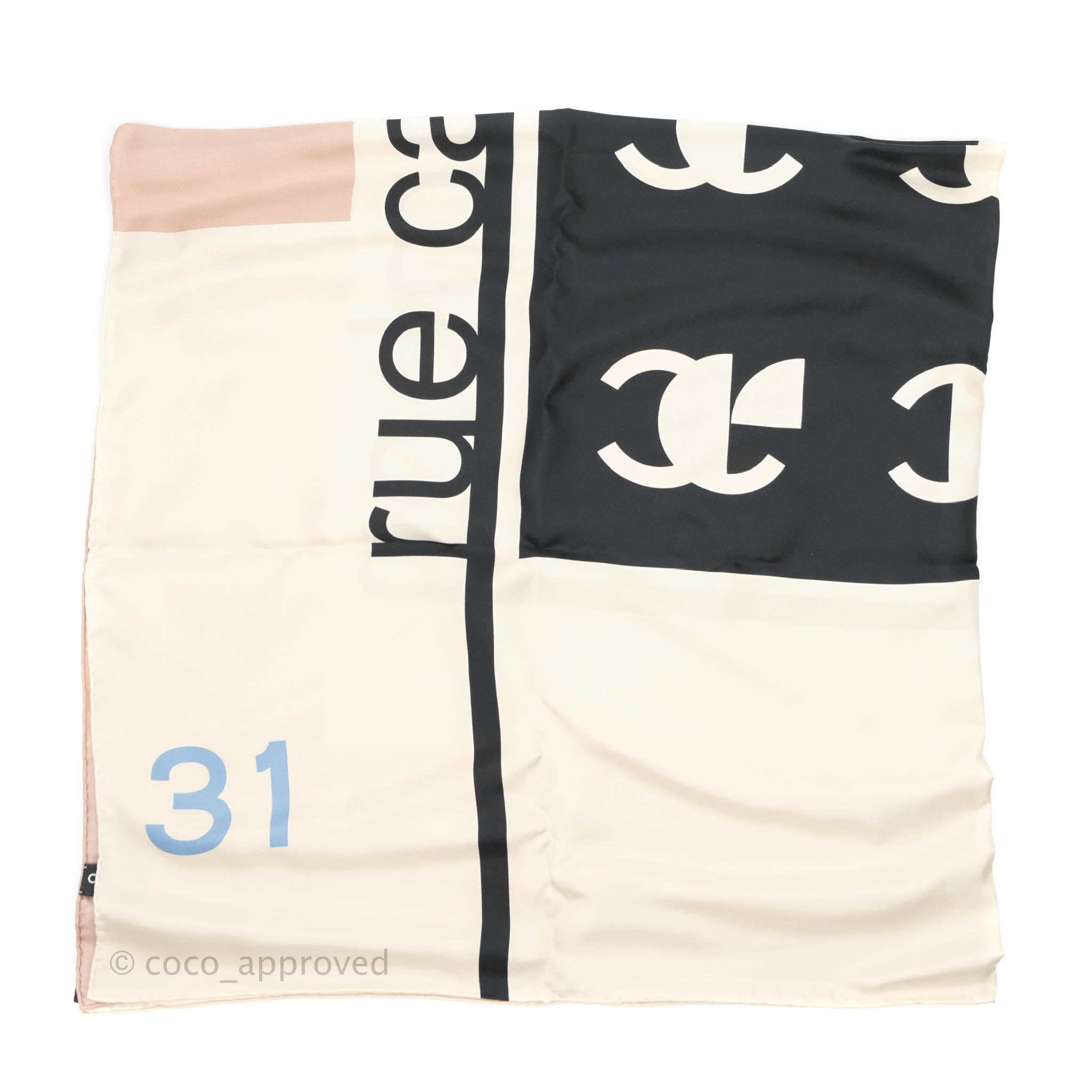 Chanel CC Silk Square Scarf in Cream - Luxury Fashion Accessory for Women, Perfect for Gifts, Parties & Everyday Elegance