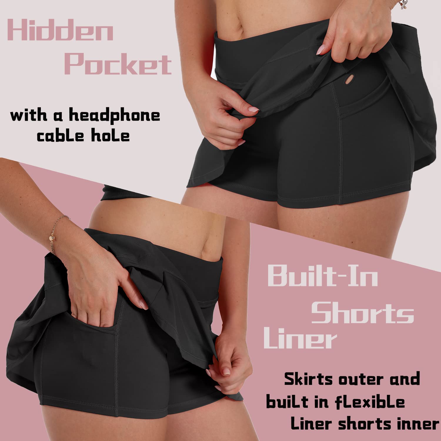 Women's Athletic Pleated Tennis Skirts with Built-in Shorts & Pockets - Breathable Golf Mini Skorts for Running, Workout, Casual Wear & Active Lifestyle | Perfect for Tennis, Gym, Yoga & Outdoor Sports