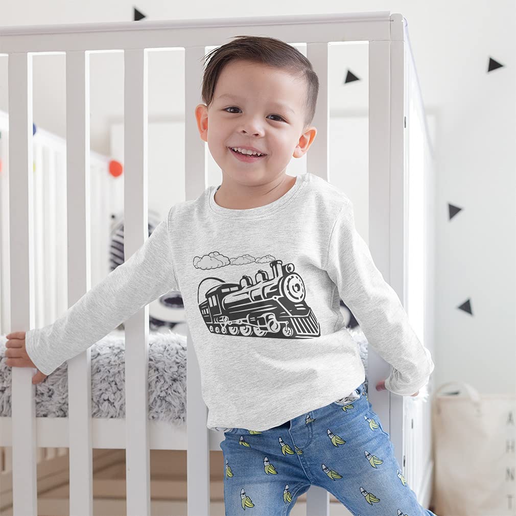 Vintage Trains Cotton Long Sleeve T-Shirt for Kids - Boys & Girls Casual Wear - Perfect for School, Playdates & Family Outings