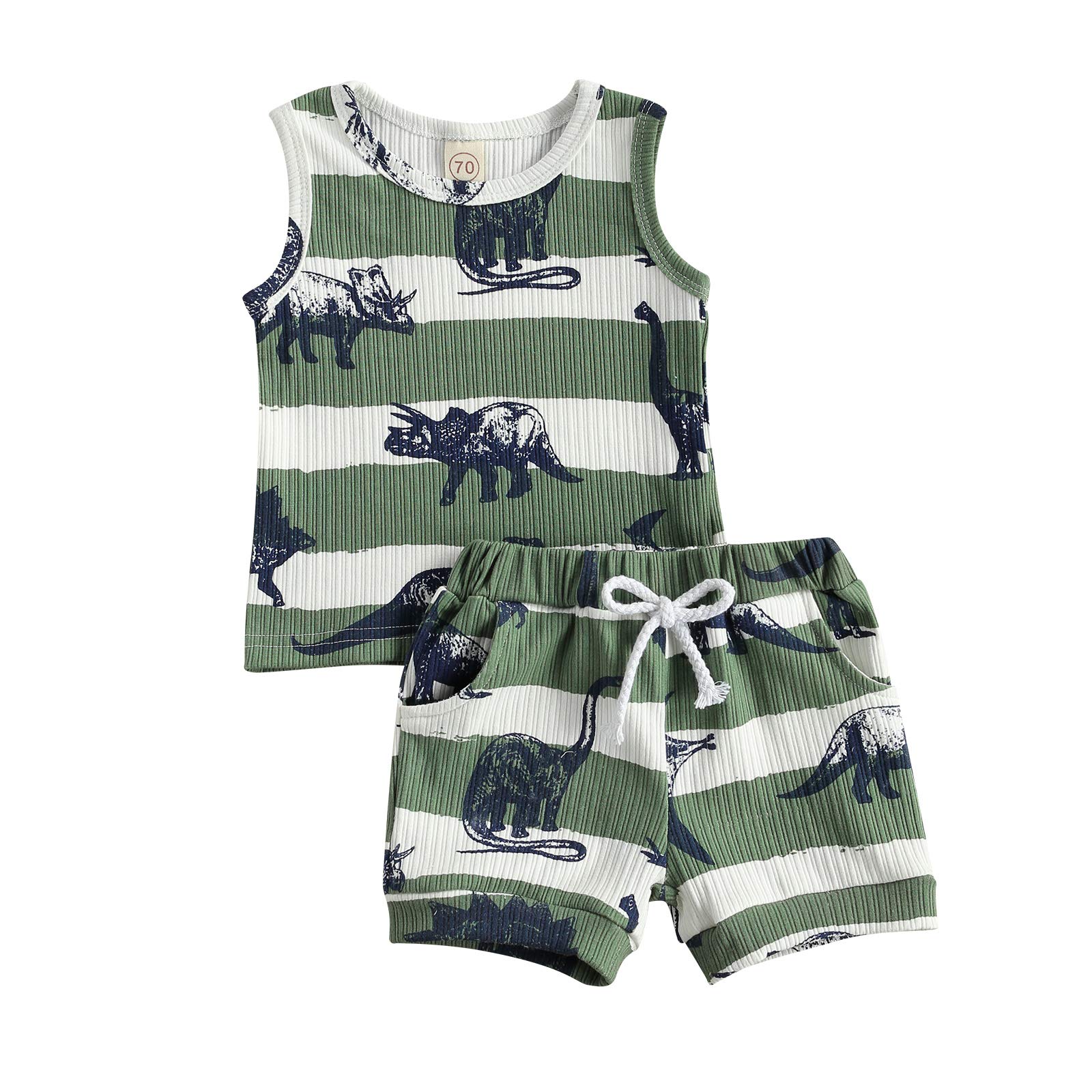 Newborn Baby Boys Summer Outfit Set - Sleeveless Button T-Shirt & Drawstring Shorts with Pockets | Cute Infant Summer Clothes for Playtime, Beach & Outdoor Activities