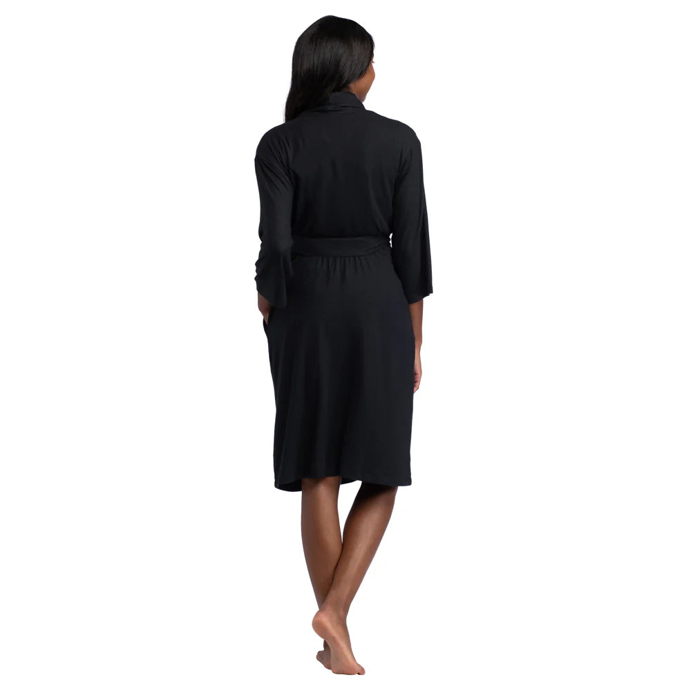 Black Dream Shawl Collar Robe for Women - Soft & Luxurious Bathrobe - Perfect for Spa, Lounging & Relaxation at Home