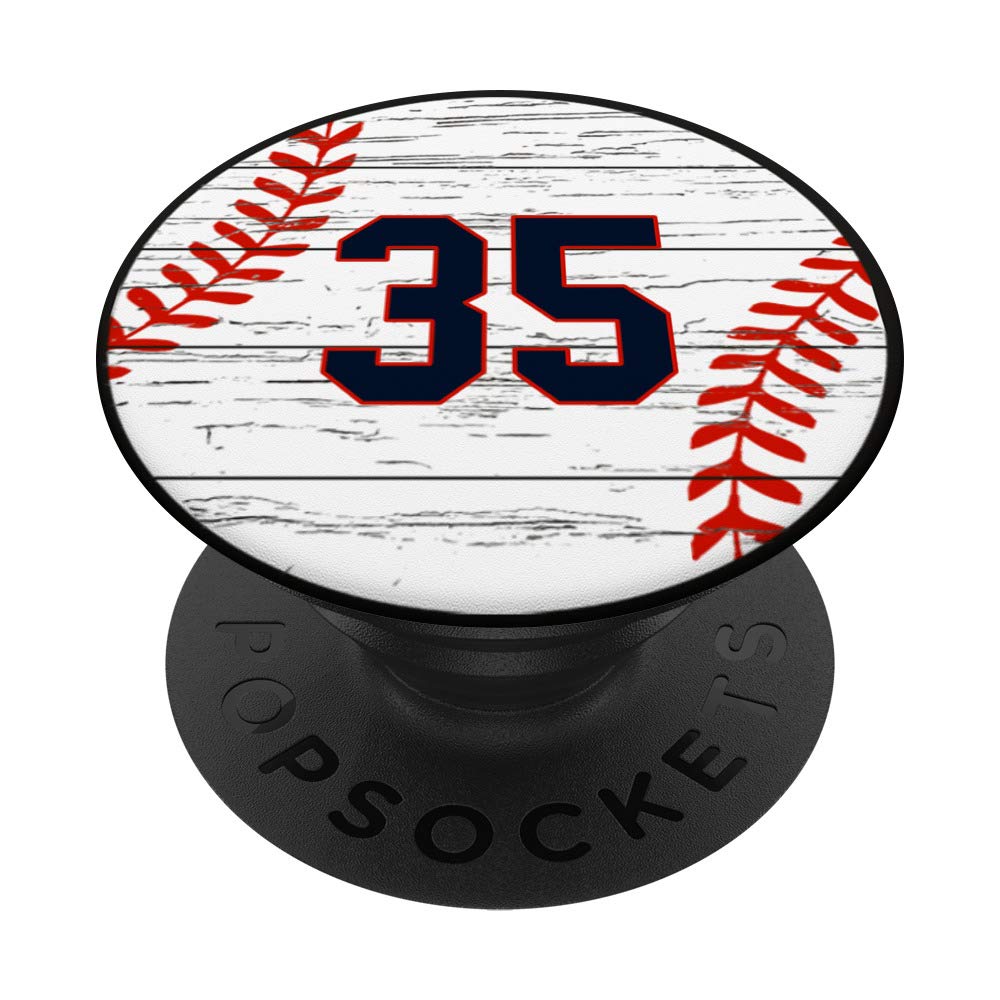 Vintage #35 Baseball Player Gift - Swappable PopGrip with Custom Baseball Design for Phone & Tablet | Perfect for Baseball Fans, Sports Enthusiasts & Game Day Accessories
