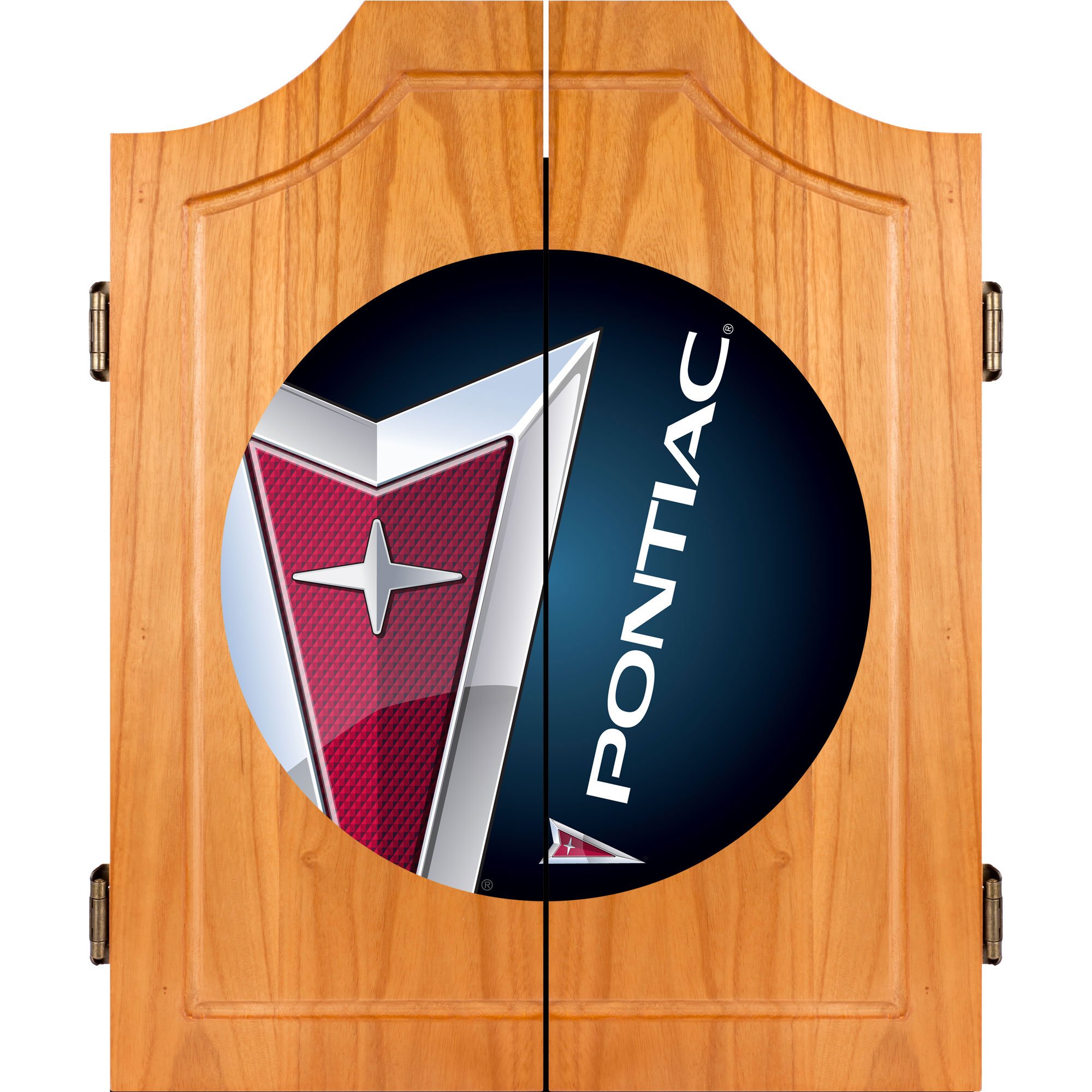 Premium Pontiac Wooden Dart Cabinet Set with Dartboard & Darts - Classic Pub Style Game for Home, Office, or Man Cave Entertainment