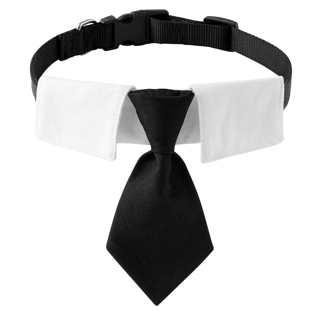 Premium Soft Polyester Dog Bow Tie Collar with Adjustable Metal Buckle - Comfortable Pet Neckwear for Small, Medium & Large Dogs (Black/White) - Perfect for Weddings, Parties & Special Occasions