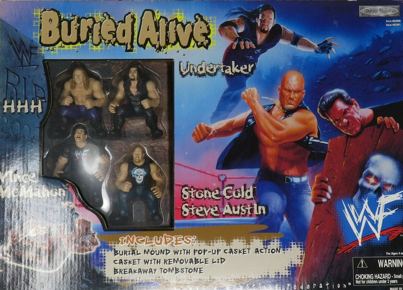 Vintage 1999 WWF Jakks Pacific Brawl 4 All Wrestling Action Figure Set - HHH, Undertaker, Vince McMahon & Stone Cold Steve Austin - Collectible Wrestling Toys for Display & Play