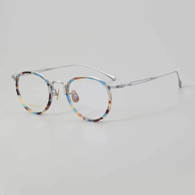 Unisex Black Full Rim Oval Titanium Acetate Eyeglasses E046 - Lightweight & Durable for Work, Reading & Fashion