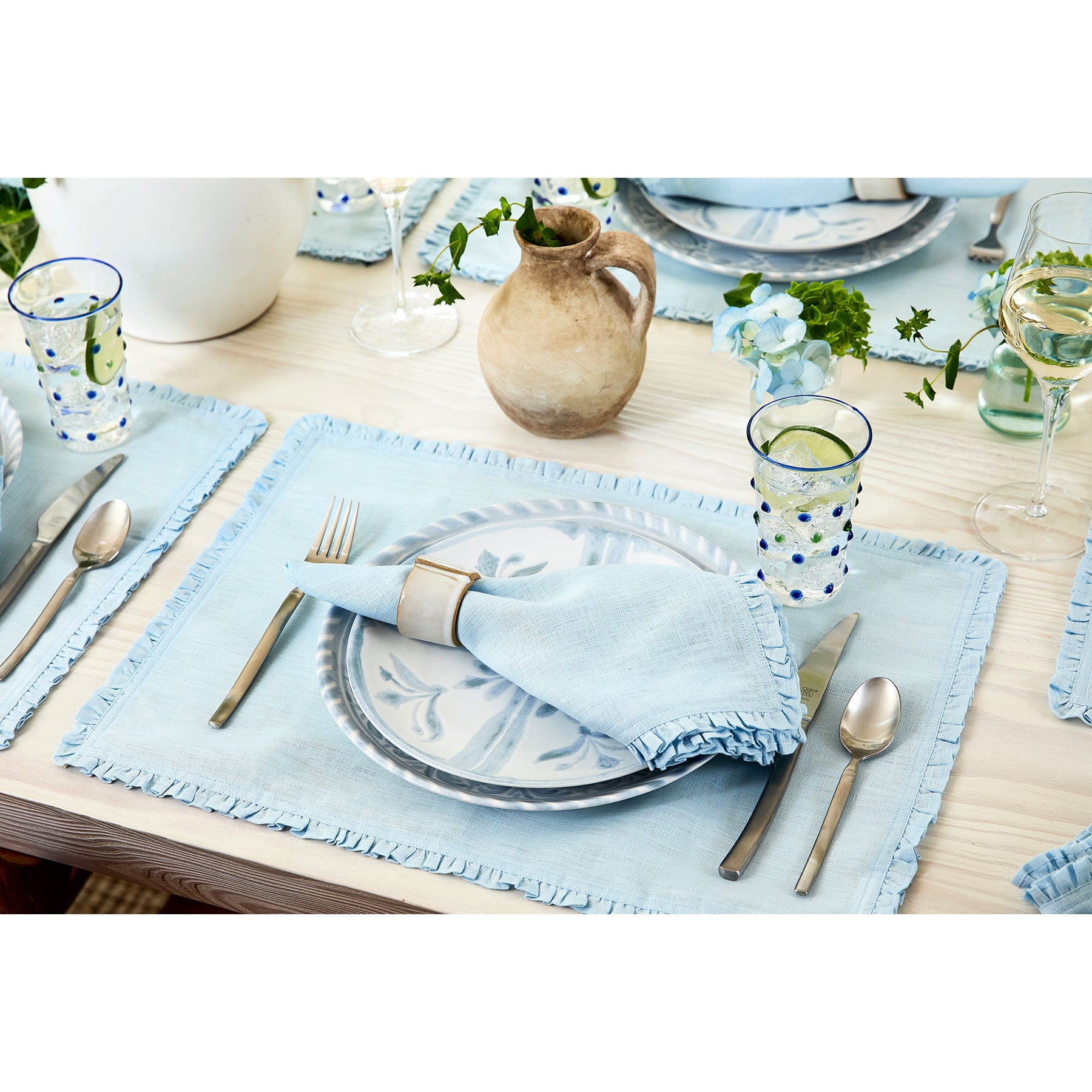 Juliette Ruffle Placemats Set of 4 - Elegant Table Decor for Dining Room, Kitchen, and Party Settings