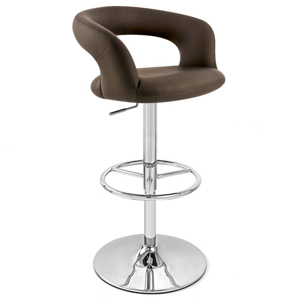 Zuri Furniture Brown Monza Adjustable Height Swivel Bar Stool Without Arms - Modern Kitchen Island & Home Bar Seating for Dining & Entertainment Areas