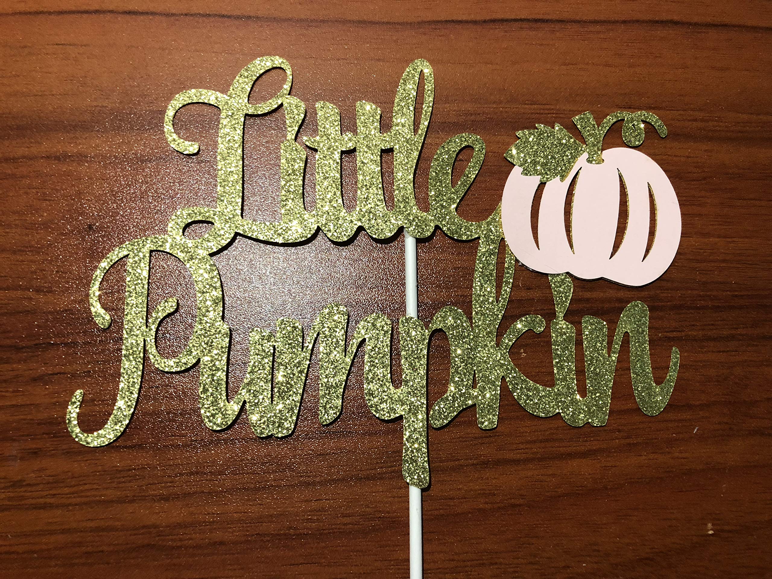 Gold & Pink Little Pumpkin Cake Topper - Baby Shower & 1st Birthday Decorations - Fall Themed Party Supplies for Girls - Perfect for Autumn Celebrations, Birthday Cakes, and Baby Showers