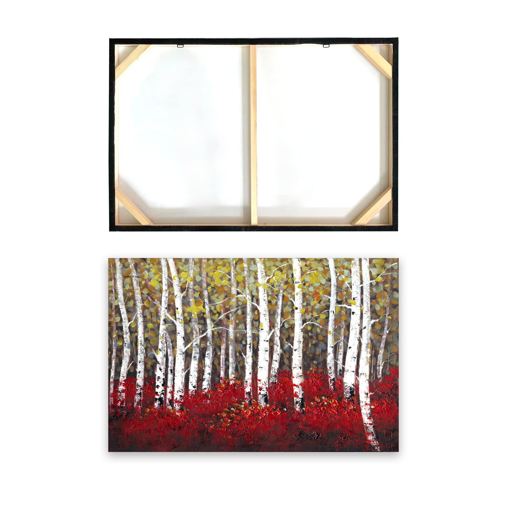 Hand Painted Tree Oil Canvas Wall Art - 28x40 Framed Rustic Decor for Bedroom & Living Room