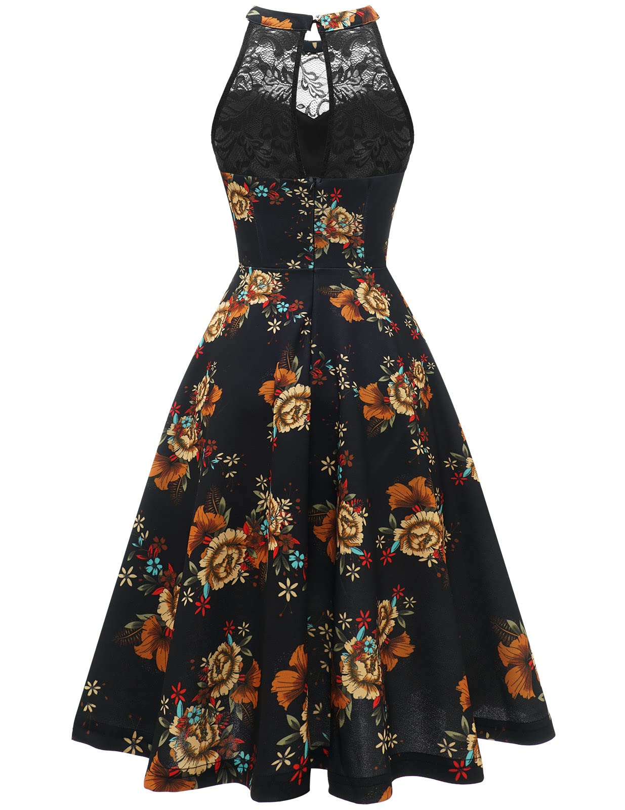 Elegant Women's Cocktail Dress Halter Lace Vintage Prom Wedding Party Short Dress - Perfect for Evening Events, Homecoming, and Special Occasions