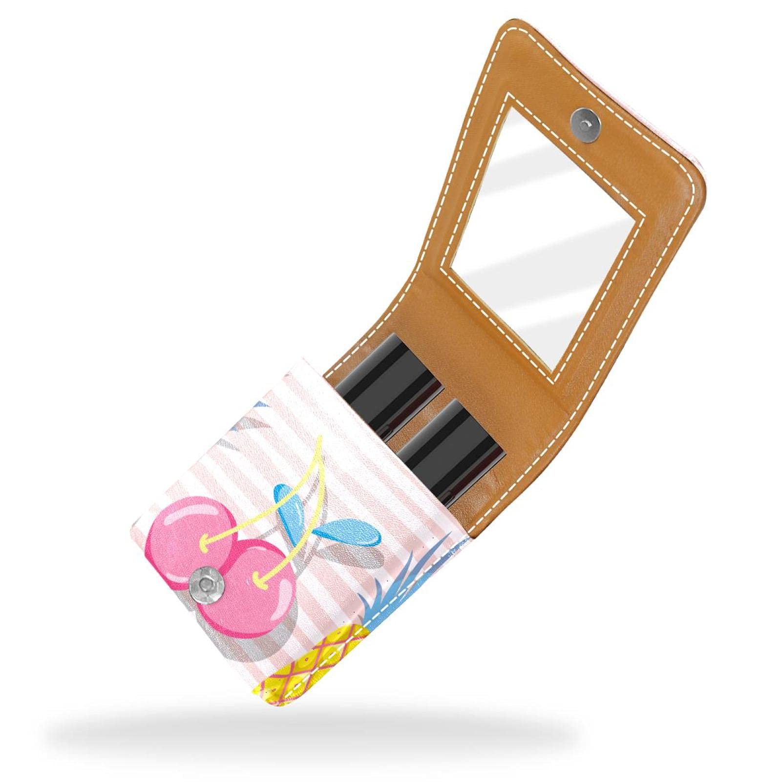 Portable Lipstick Organizer with Mirror - Holds 3 Lipsticks for Travel & Daily Use
