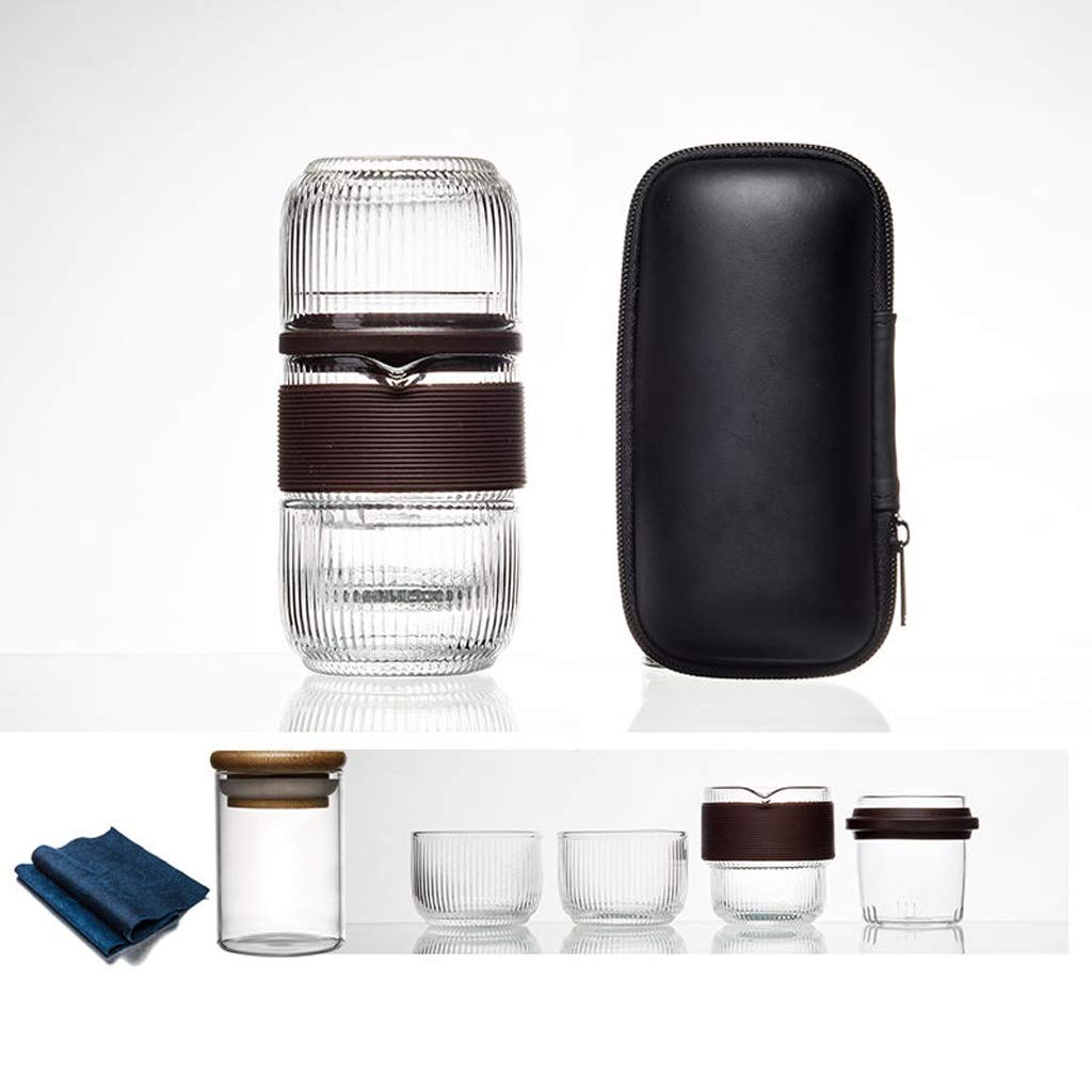 Premium Glass Tea Set with Gaiwan Teapot & Teacups - Portable Travel Tea Kit for Chinese Tea Ceremony, Office, Camping & Home Use - BPA-Free Fair Mug & Water Bottle Storage Bag Included