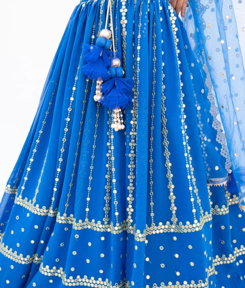 Pre Order: Blue Embroidered Lehenga Set for Women | Indian Traditional Bridal Wear | Wedding, Festival & Party Outfit
