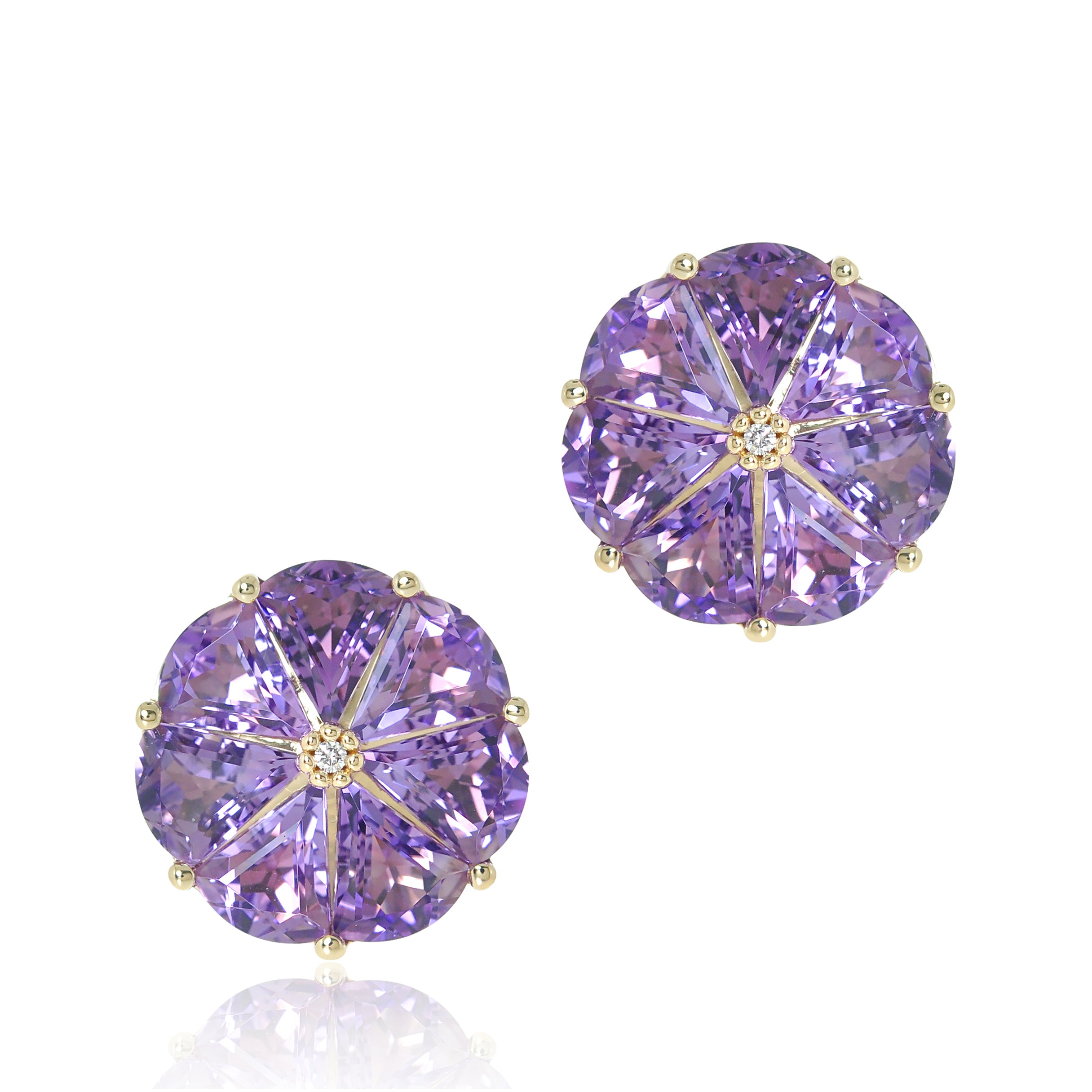 Elegant Amethyst & Diamond Pinwheel Earrings for Women – Perfect for Weddings, Parties & Special Occasions