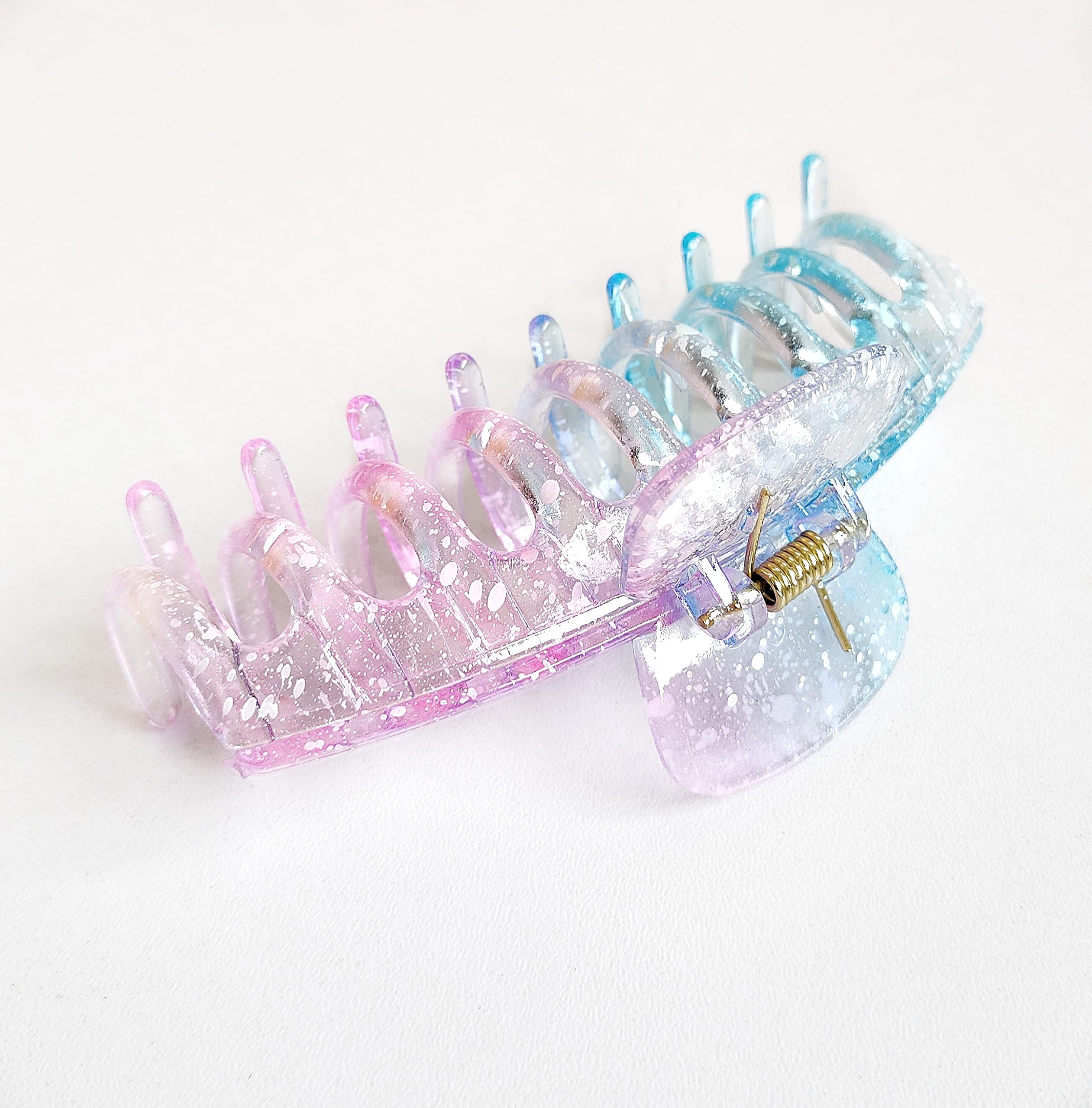 Korean Style Large Hair Claw Clip - RedChimes Thick Hair Clutcher for Women & Girls (6 Pack, Transparent Jumbo Clips) - Perfect for Updos, Ponytails & Everyday Hairstyles