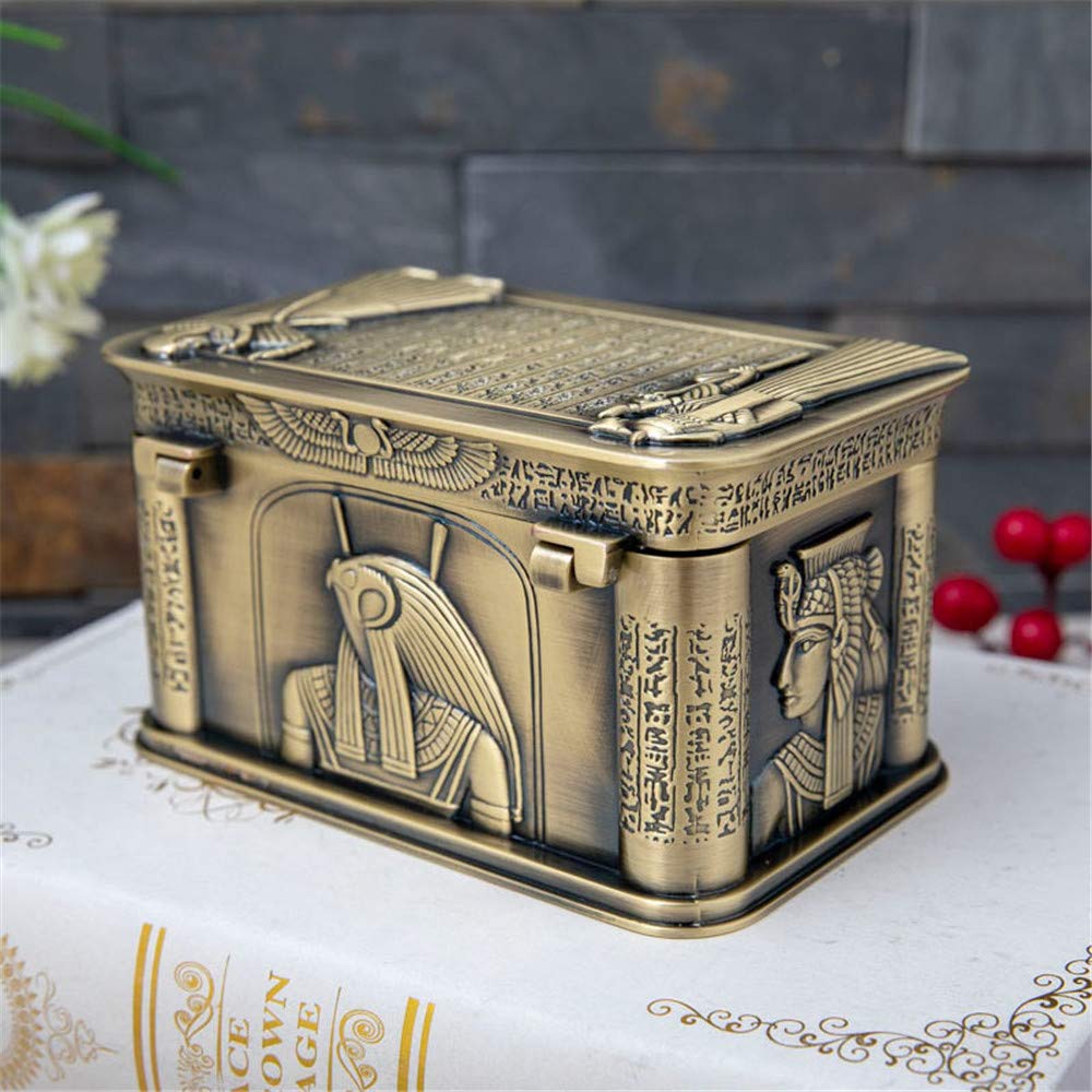 Egyptian Pharaoh Style Metal Jewelry Box - Elegant Storage Case for Rings, Earrings & Necklaces - Perfect Jewelry Gift Box for Women, Mothers & Girls - Great for Home Decor, Travel & Special Occasions