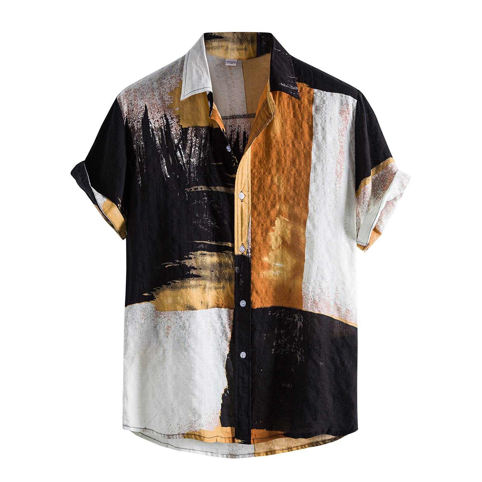Men's Casual Button-Down Shirt with Fashion Print Collar - Short & Long Sleeve Tops for Work, Dating & Everyday Wear