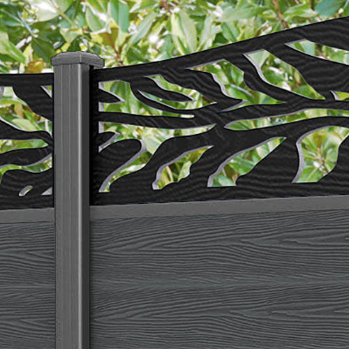 Dark Grey Classic Malawi Curved Top Fence Panel with Aluminum Posts - Perfect for Garden, Yard, and Outdoor Privacy Fencing