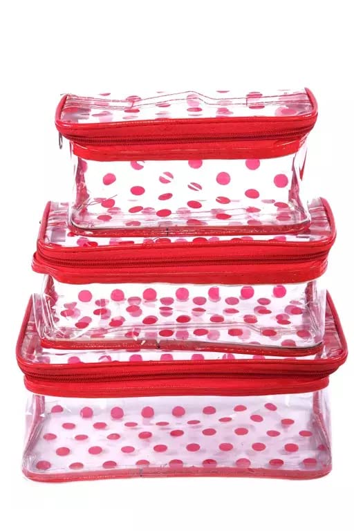 2-Piece Vanity Box Set - Makeup & Jewelry Organizer for Travel (White, Red)