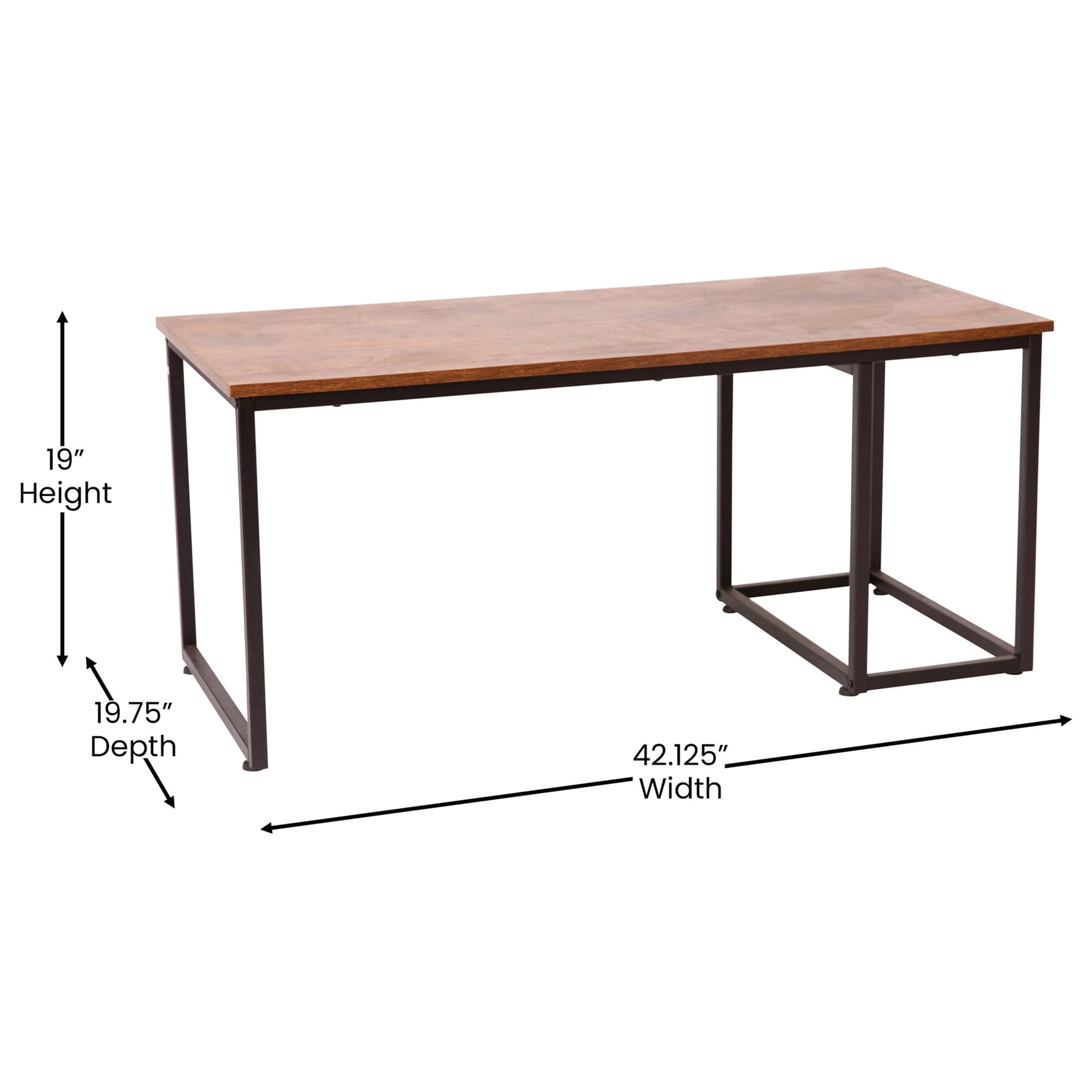 Flash Furniture Emerson 2-Piece Nesting Coffee Table Set with Walnut Engineered Wood Top & Black Sled Base Steel Frames - Includes Storage Drawer for Living Room, Office or Small Space Decor