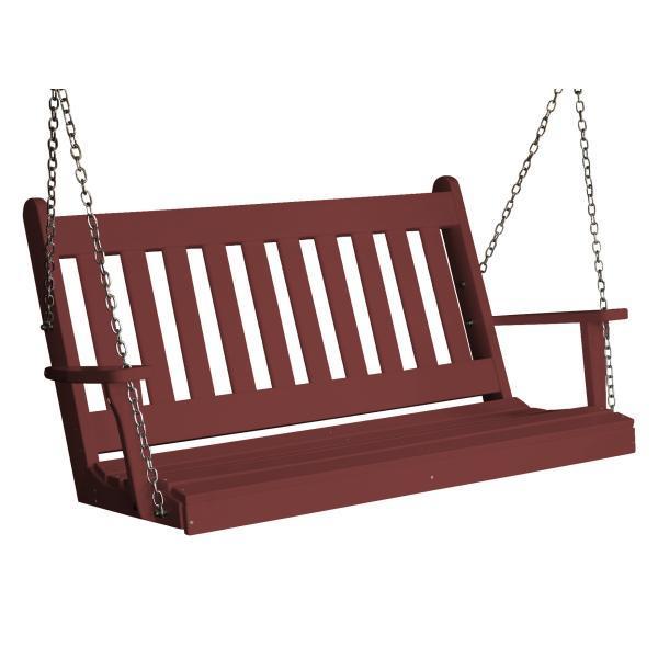 A&L Furniture Poly Traditional English Swing - Classic Outdoor Porch Swing for Garden, Patio, and Backyard Relaxation